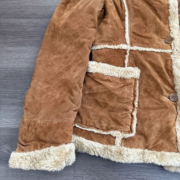 Y2K MUDD Jeans Penny Lane Coat Small Khaki Tan Suede Leather Rare - Picture 3 of 9